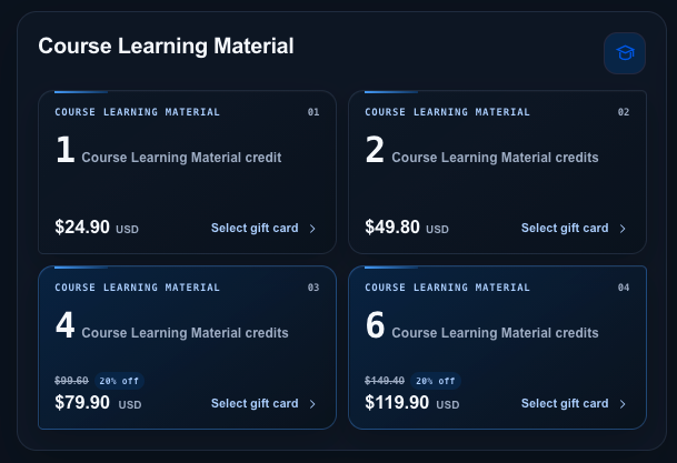 Course Learning Material options on AKBuy